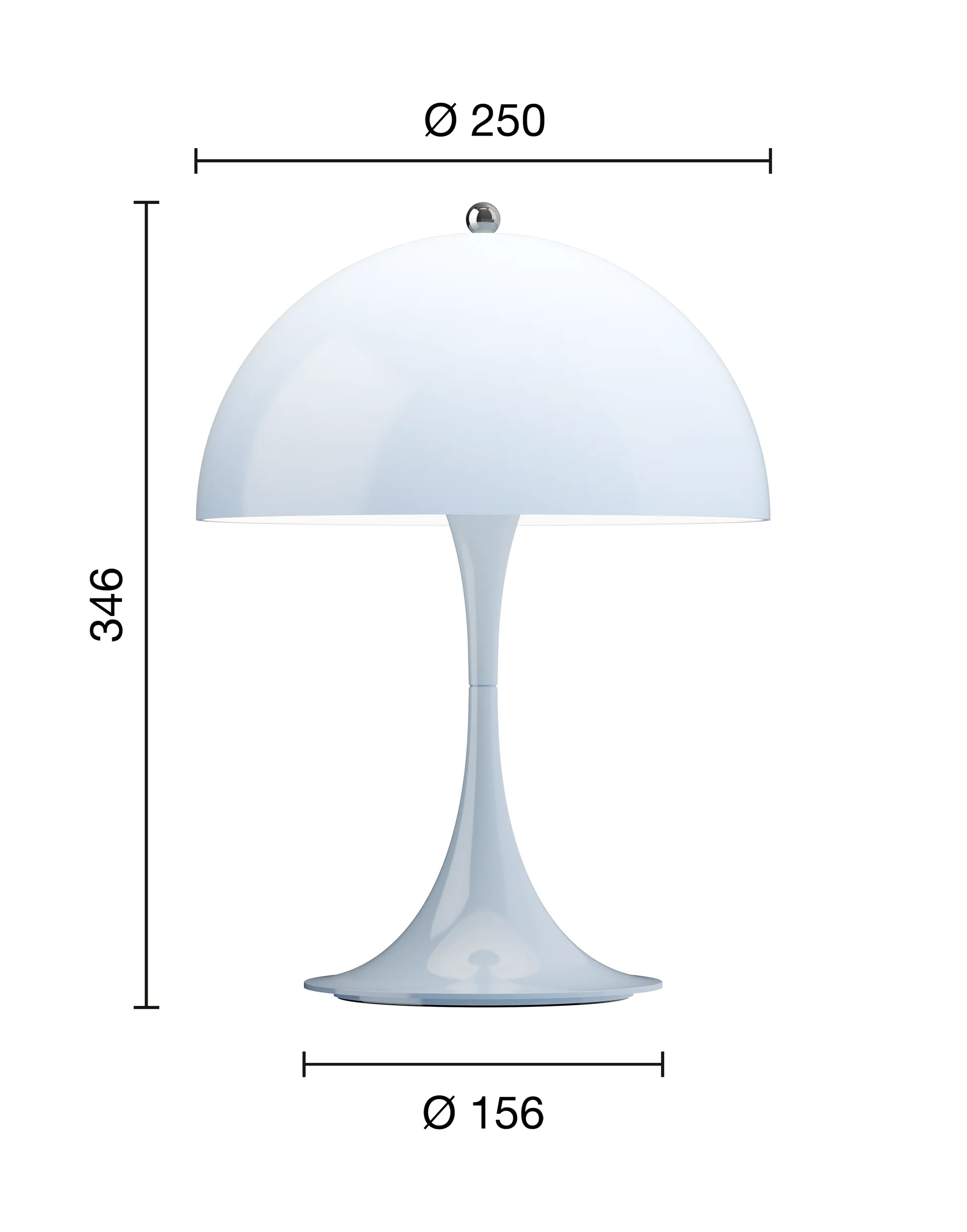 Panthella 250 portabel bordslampa V3, Opal pale blue Louis Poulsen