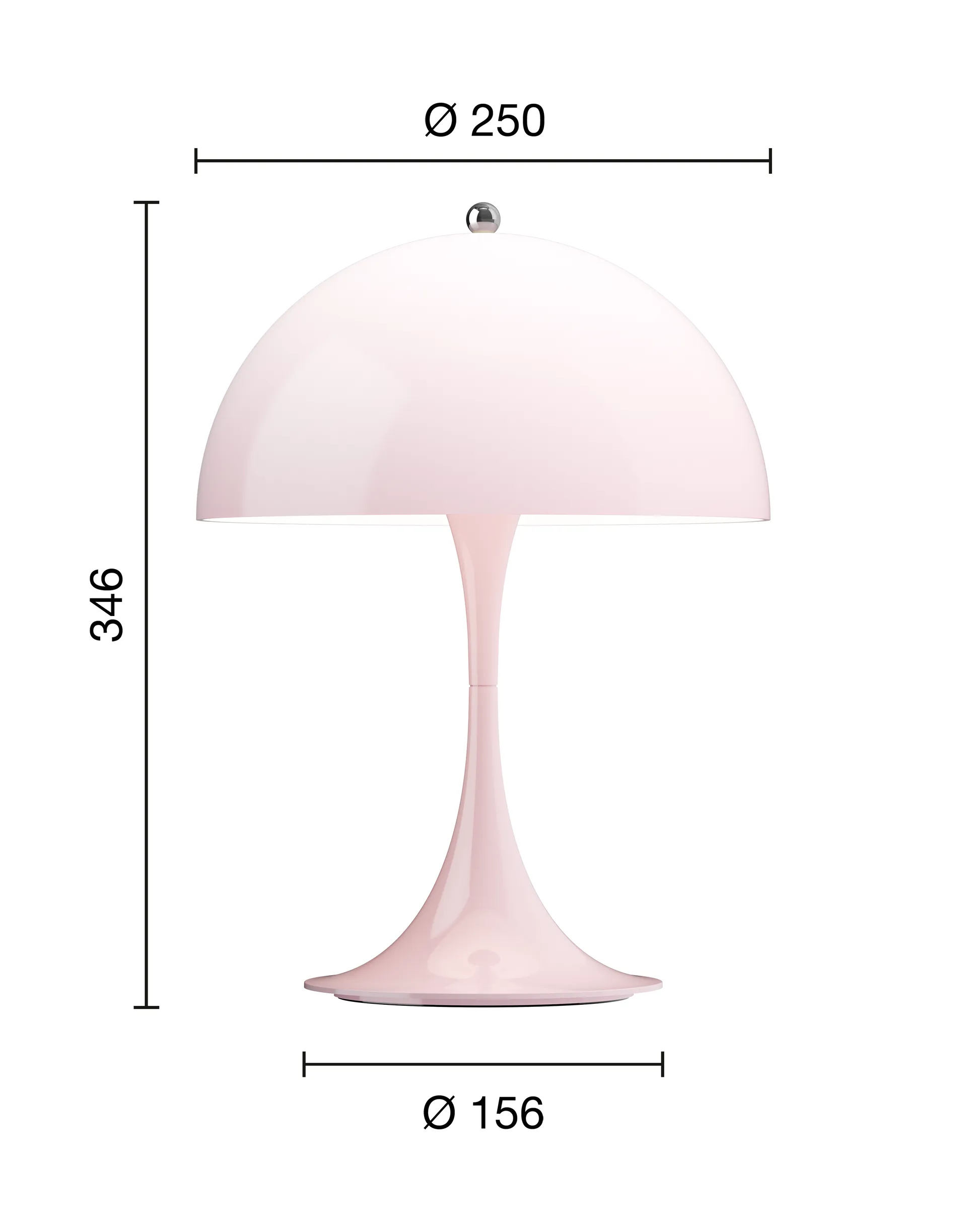 Panthella 250 portabel bordslampa V3, Opal pale rose Louis Poulsen