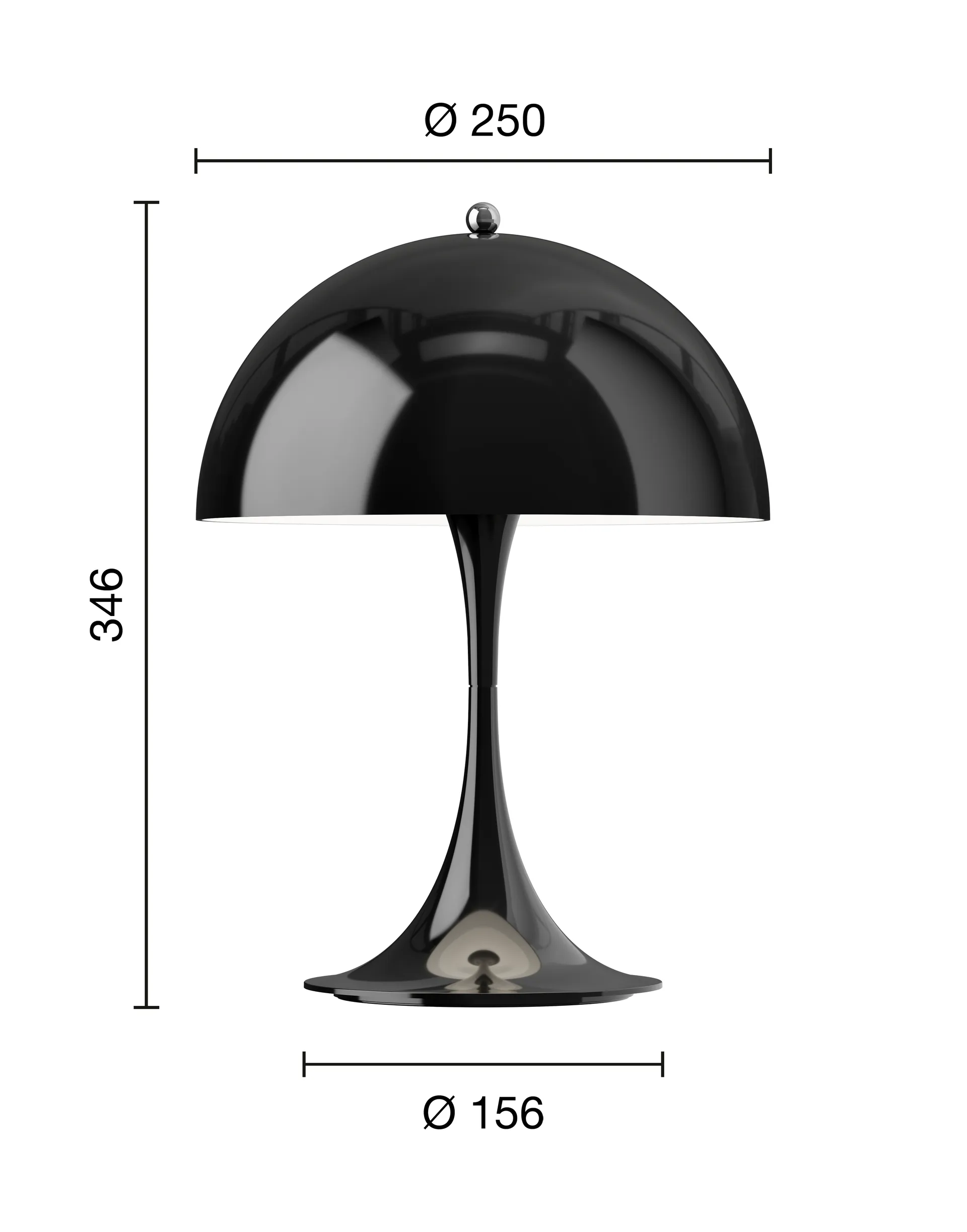 Panthella 250 portabel bordslampa V3, Opaque black Louis Poulsen