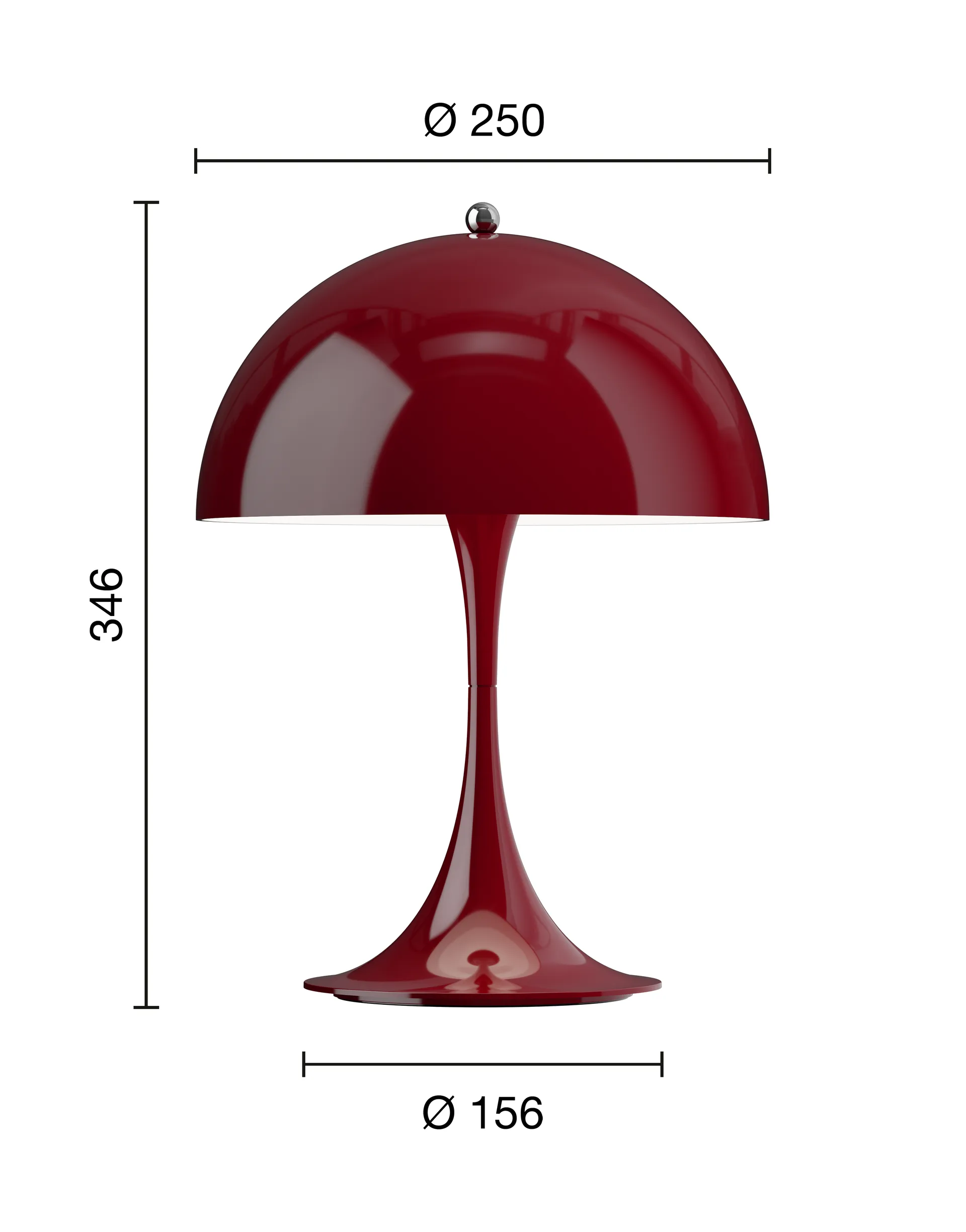 Panthella 250 portabel bordslampa V3, Opaque burgundy Louis Poulsen