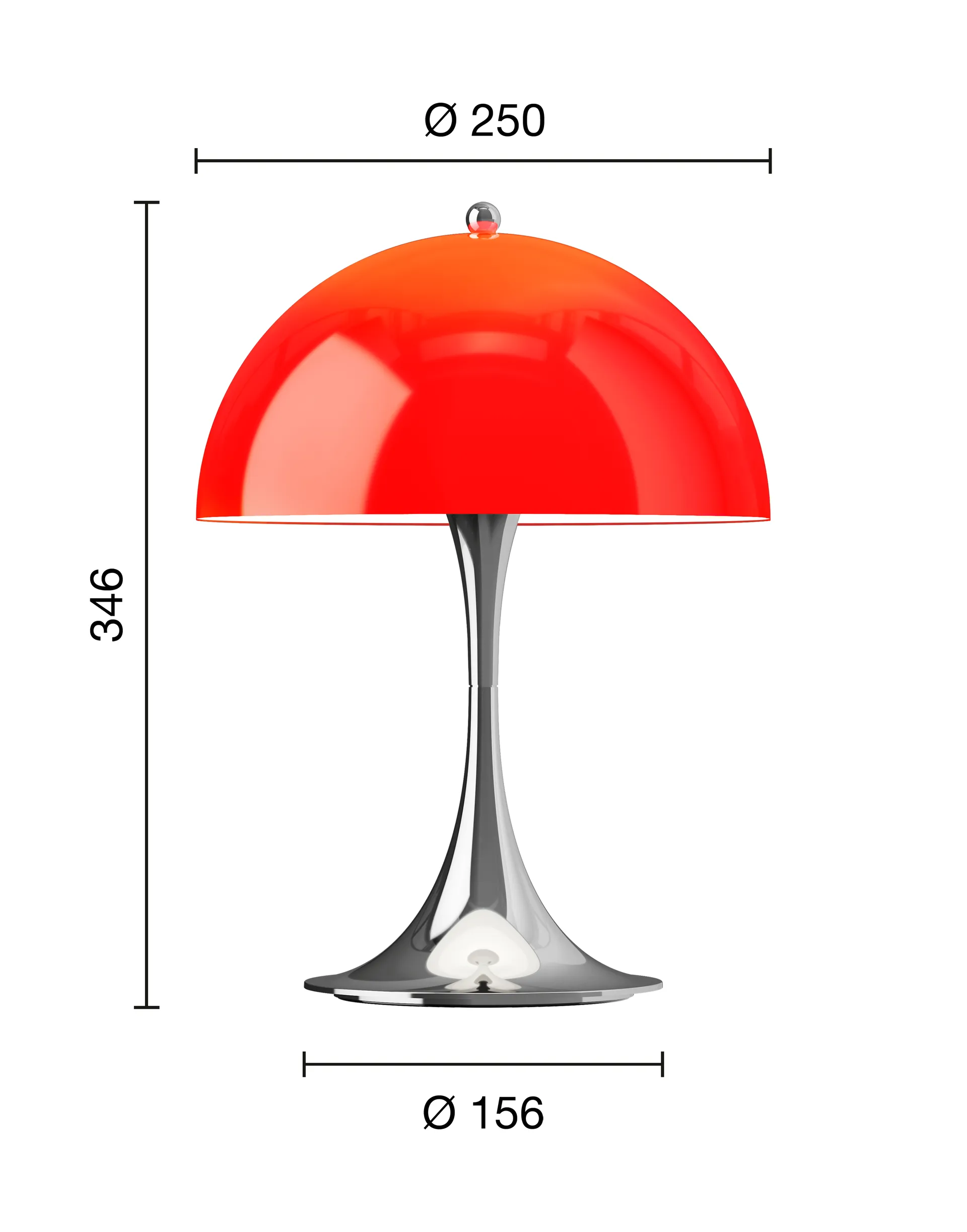 Panthella 250 portabel bordslampa V3, Original Opal Red Louis Poulsen