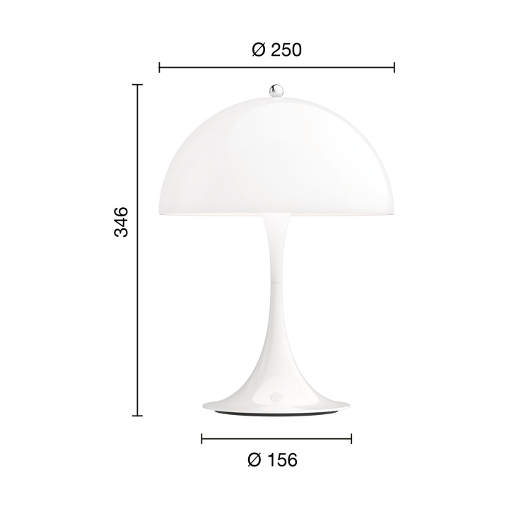 Panthella 250 portable bordslampa, Vit opal akryl Louis Poulsen