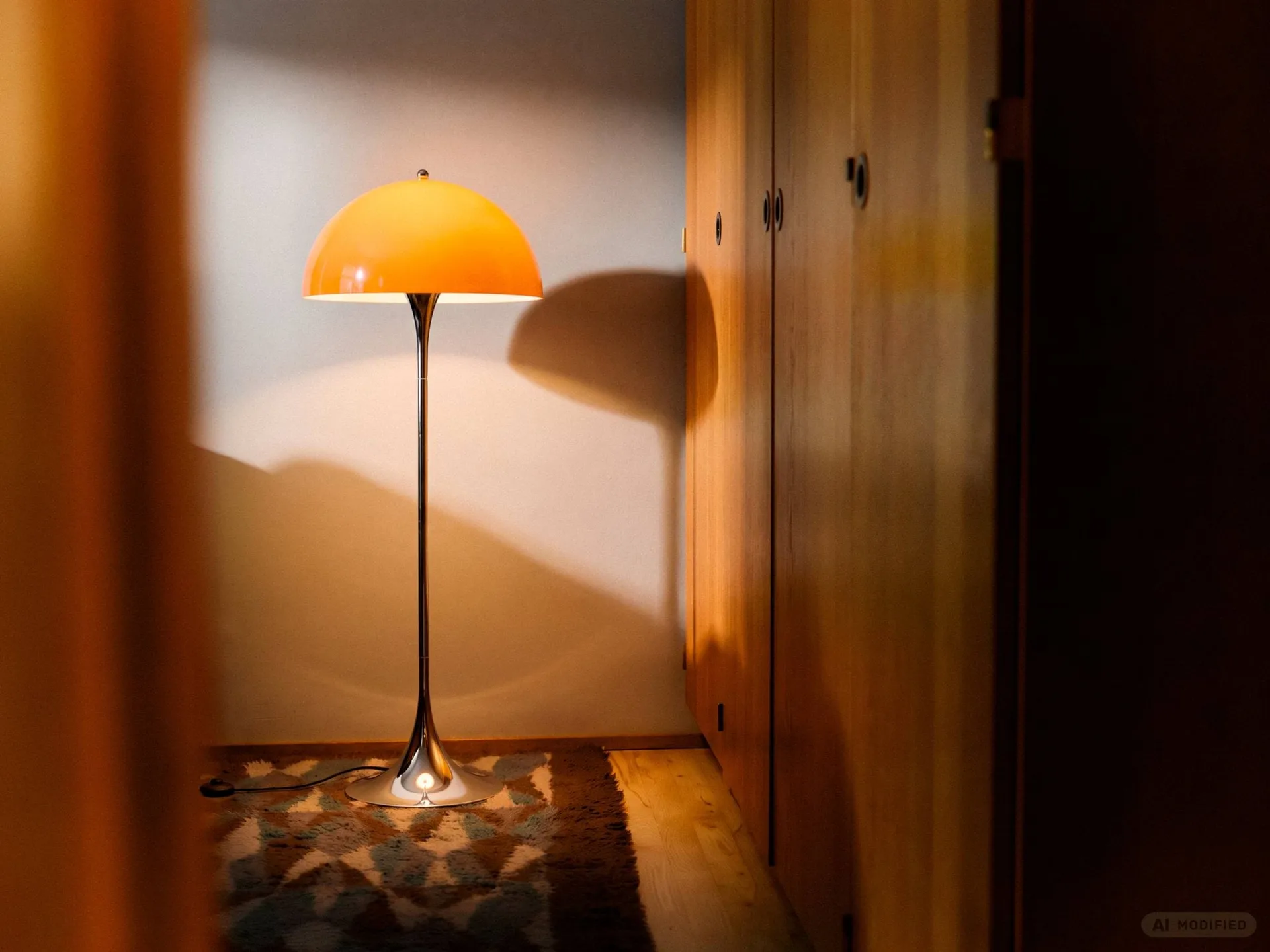 Panthella 500 golvlampa, Original opal orange Louis Poulsen