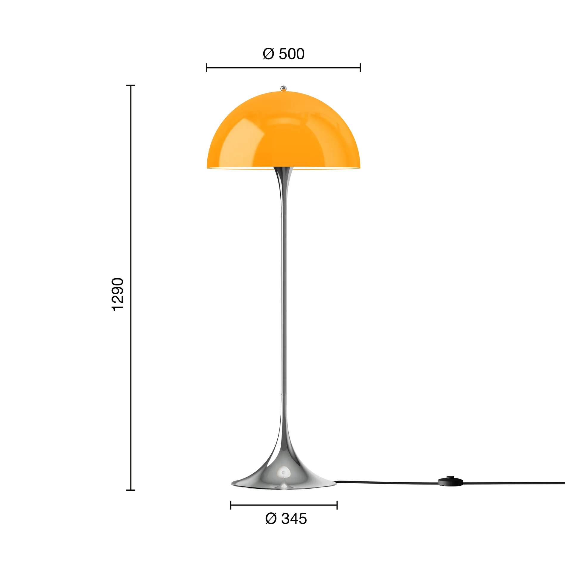 Panthella 500 golvlampa, Original opal orange Louis Poulsen