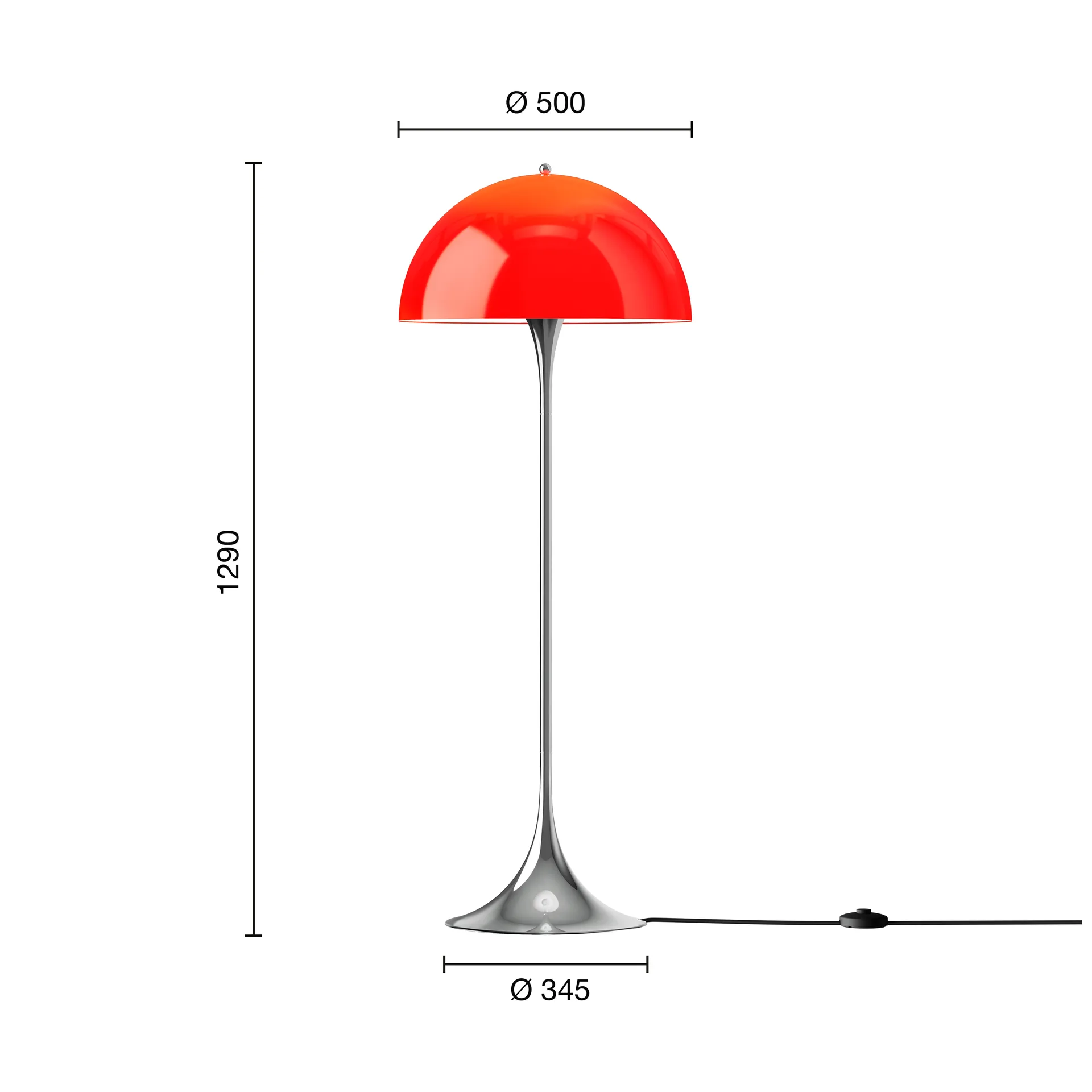 Panthella 500 golvlampa, Original opal red Louis Poulsen