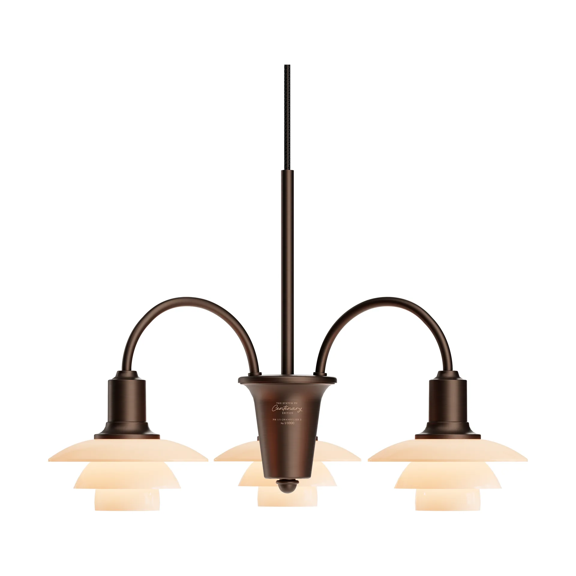 PH 1/1 Chandelier Centenary Edition ljuskrona, Brass-dusty terracotta, 3 armar Louis Poulsen