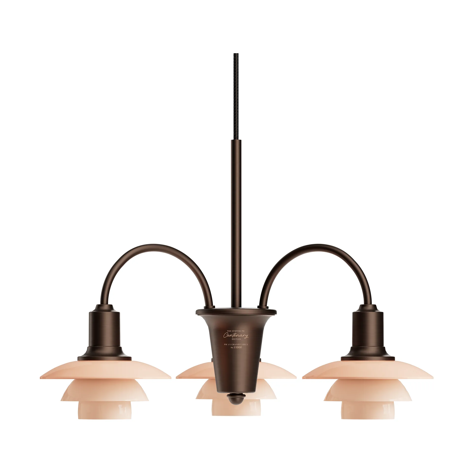 PH 1/1 Chandelier Centenary Edition ljuskrona, Brass-dusty terracotta, 3 armar Louis Poulsen