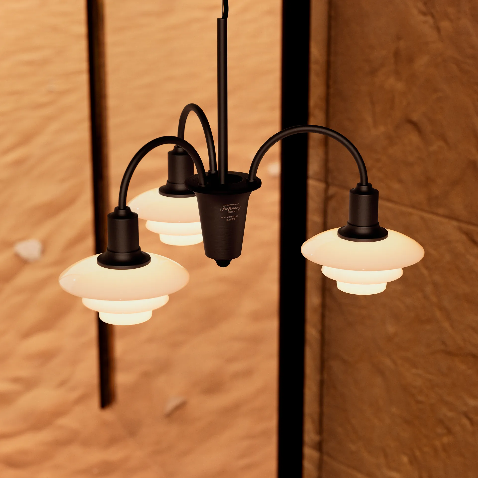 PH 1/1 Chandelier Centenary Edition ljuskrona, Brass-dusty terracotta, 3 armar Louis Poulsen