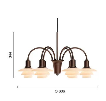 PH 1/1 Chandelier Centenary Edition ljuskrona - Brass-dusty terracotta, 6 armar - Louis Poulsen