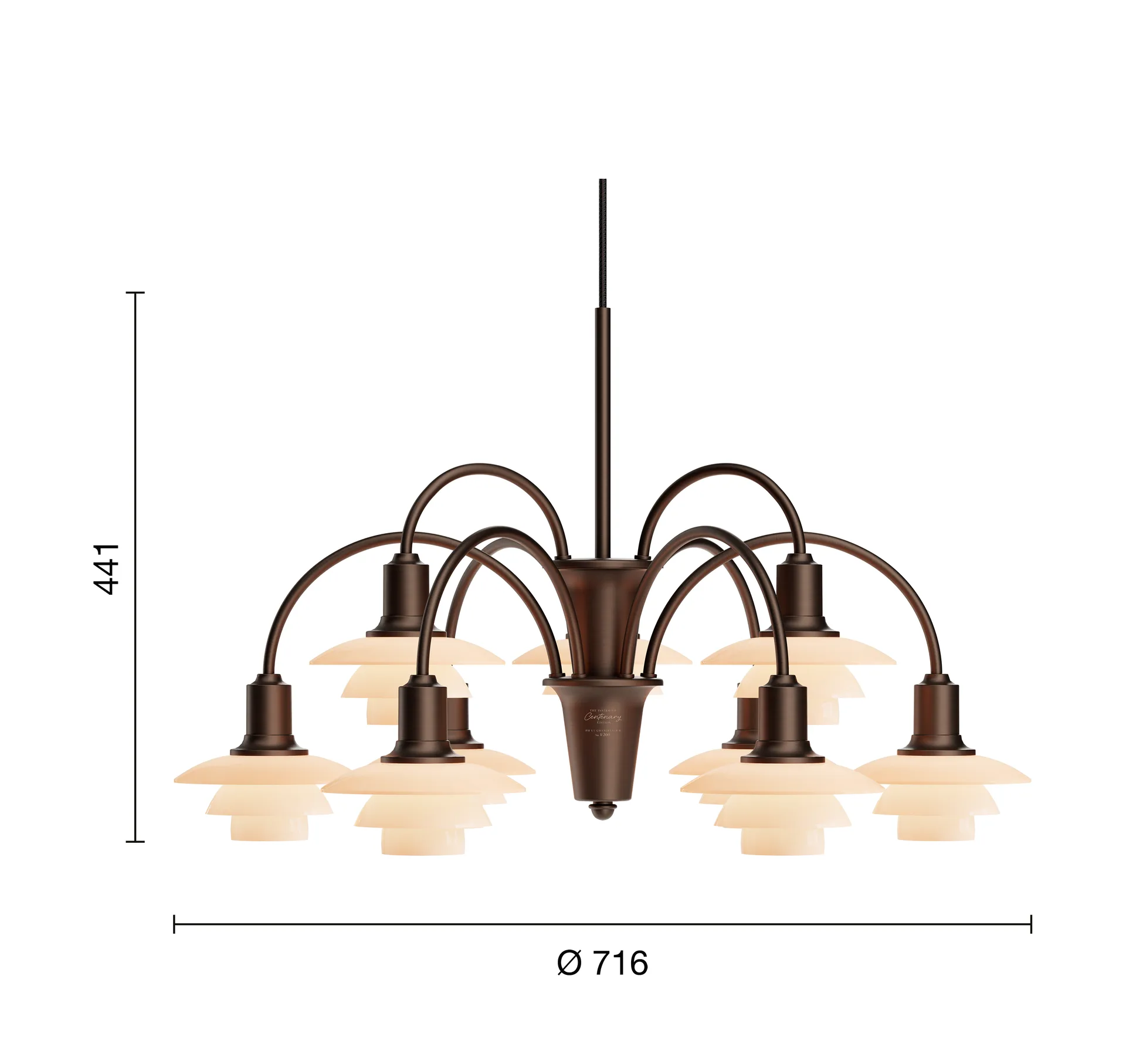 PH 1/1 Chandelier Centenary Edition ljuskrona, Brass-dusty terracotta, 9 armar Louis Poulsen