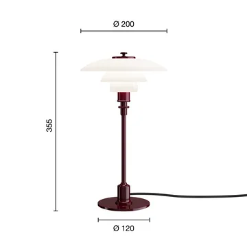 PH 2/1 bordslampa - Glossy burgundy - Louis Poulsen