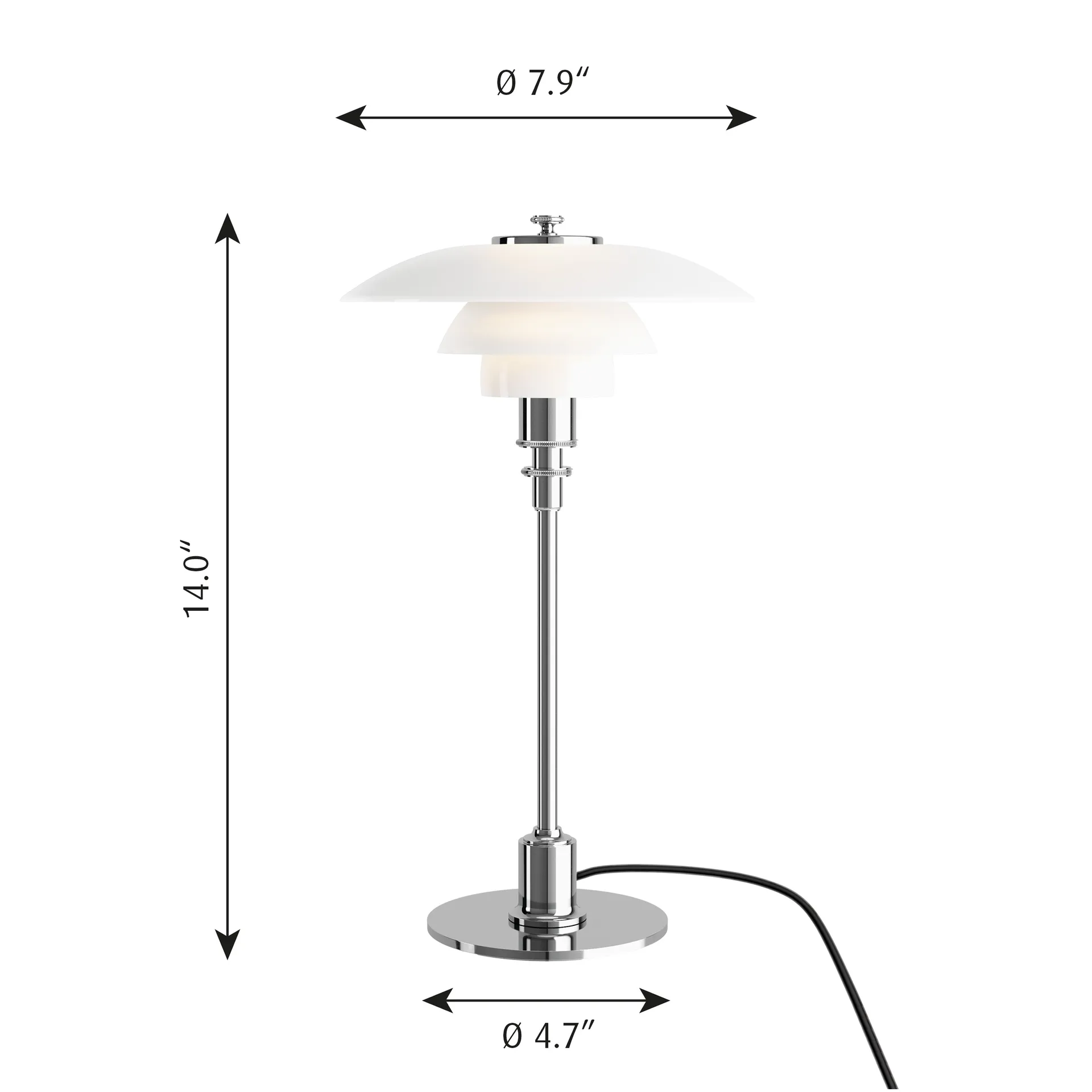 PH 2/1 bordslampa, Krom Louis Poulsen