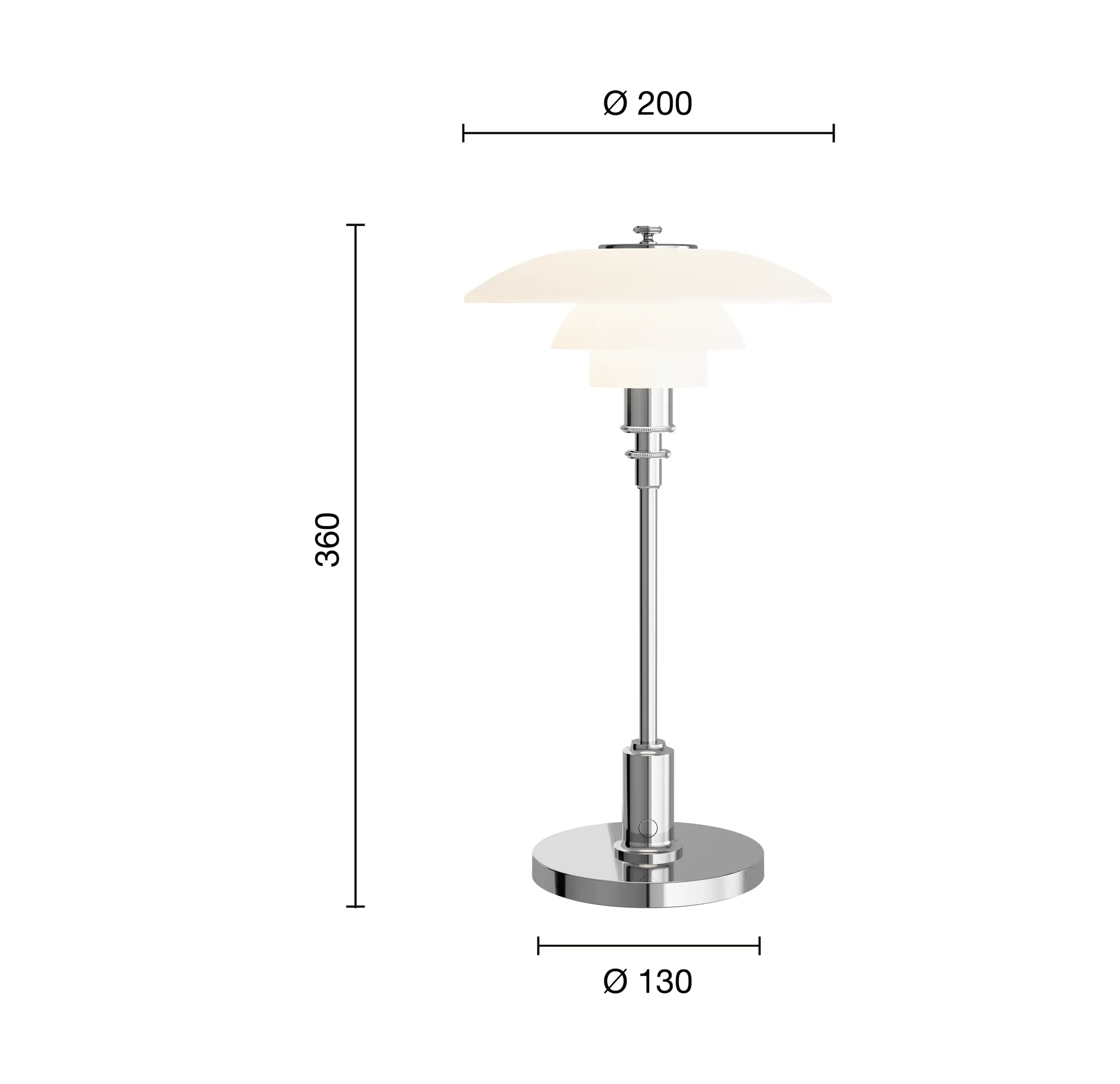 PH 2/1 Portable bordslampa, Chrome plated Louis Poulsen