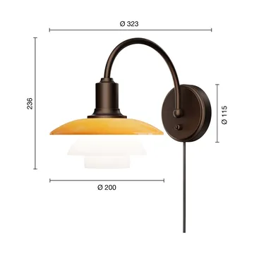 PH 2/2 Centenary Edition vägglampa - Amber-opal white, stickkontakt - Louis Poulsen
