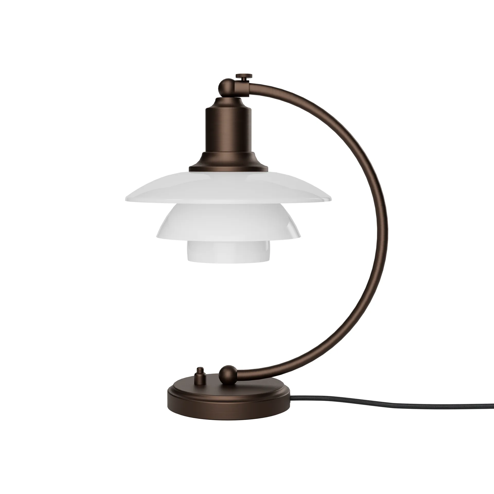 PH 2/2 Luna bordslampa, Aged brass-opalglas Louis Poulsen