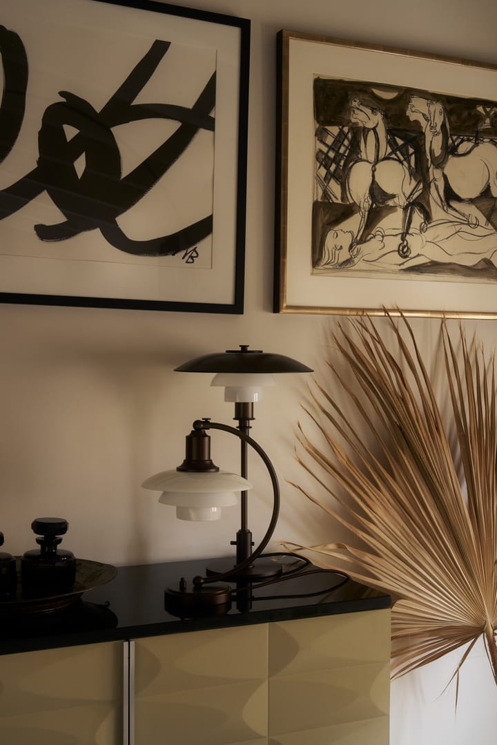 PH 2/2 Luna bordslampa , Aged brass-opalglas Louis Poulsen