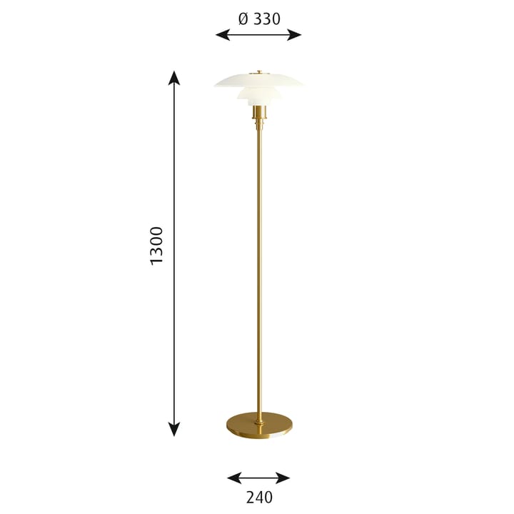 PH 3½-2½ golvlampa, Mässing Louis Poulsen