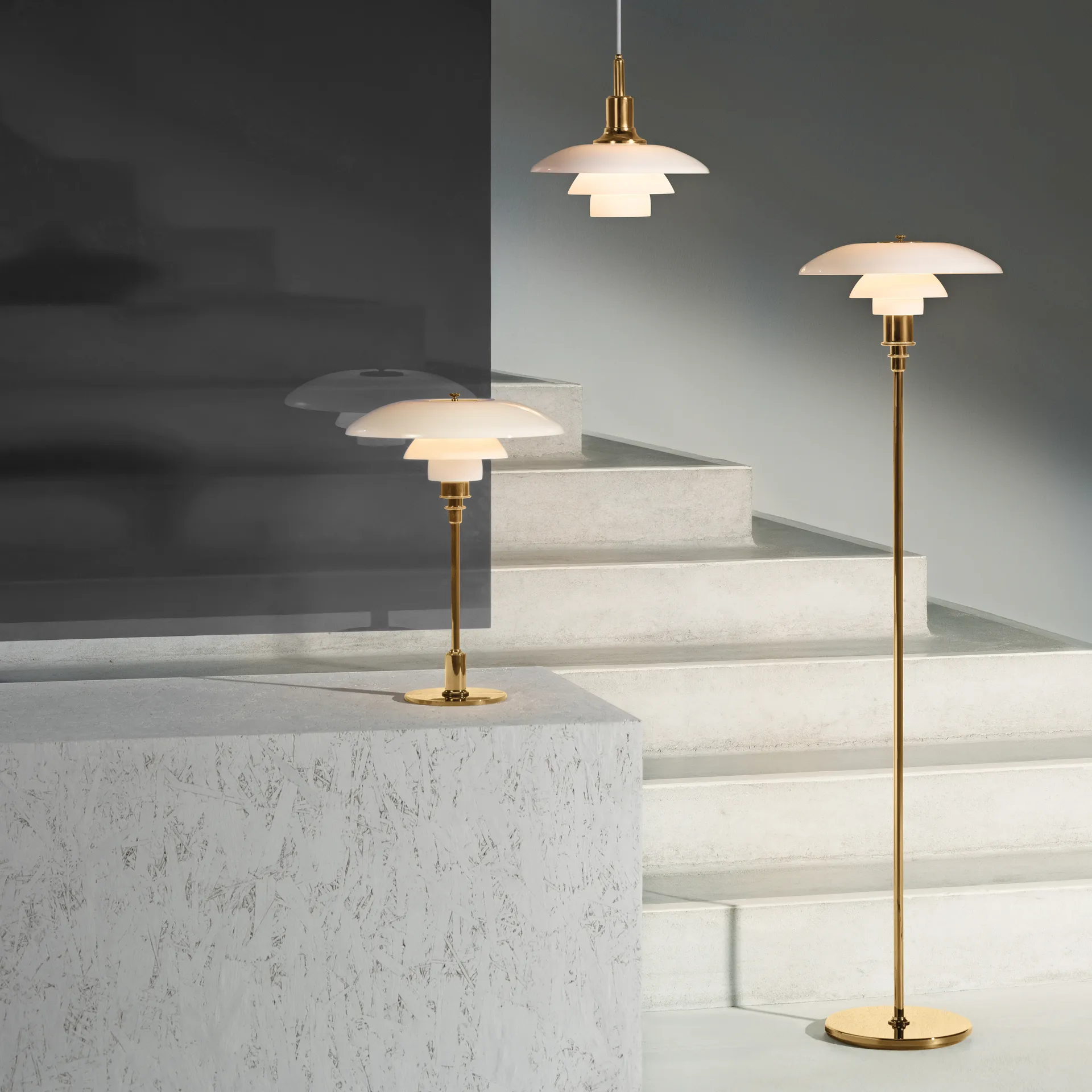 PH 3½-2½ golvlampa, Mässing Louis Poulsen