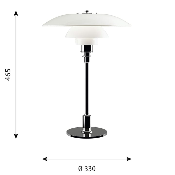 PH 3½-2½ opalglas bordslampa, Krom Louis Poulsen