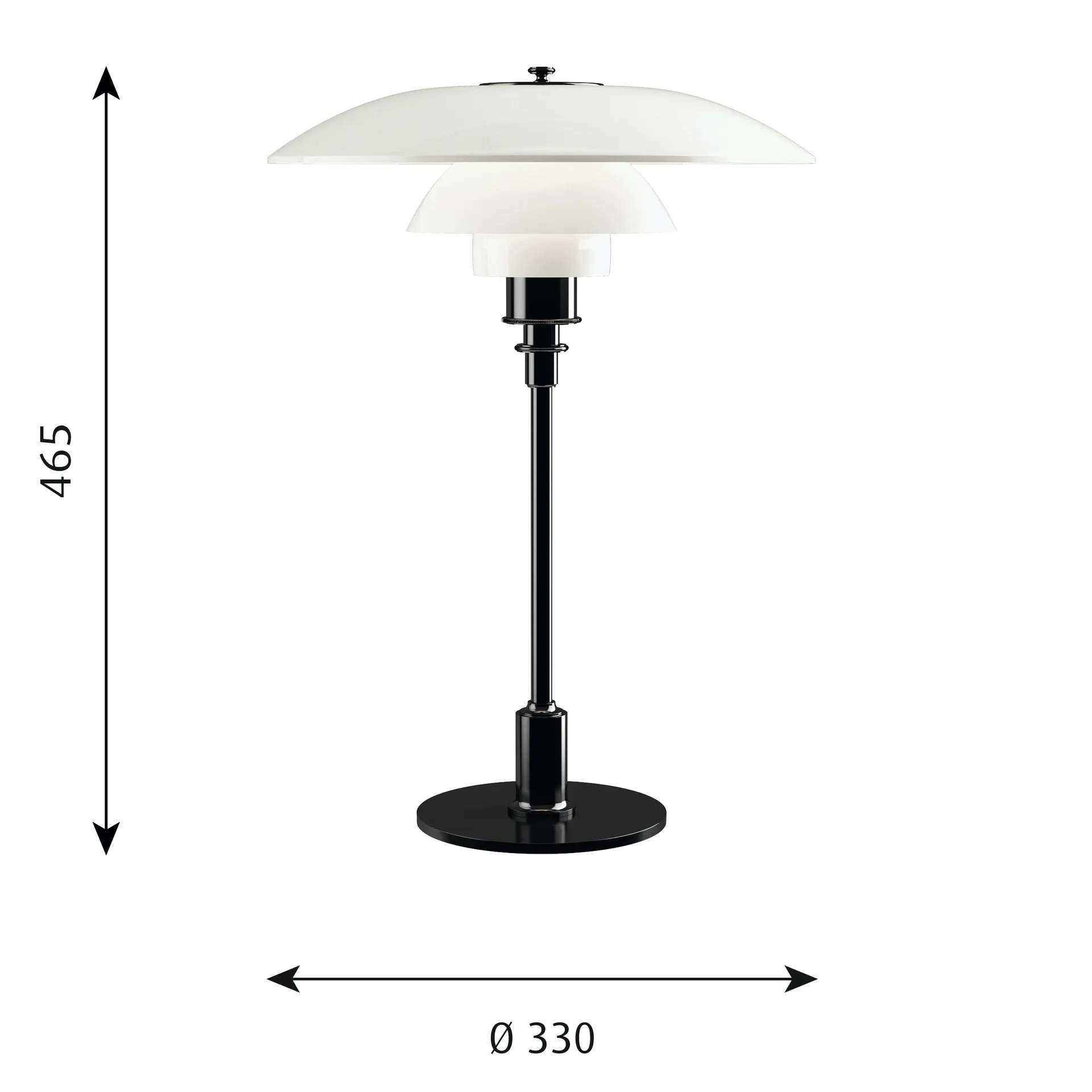 PH 3½-2½ opalglas bordslampa, Svart Louis Poulsen