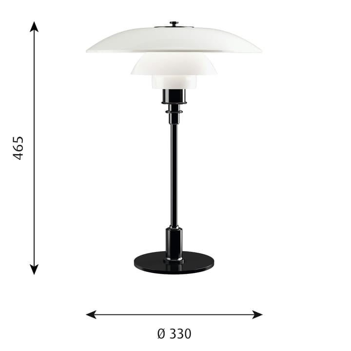 PH 3½-2½ opalglas bordslampa, Svart Louis Poulsen