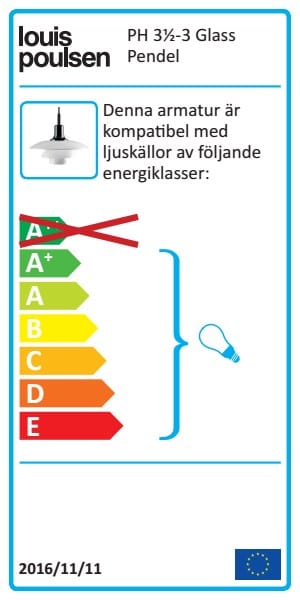 PH 3½-3 opalglas pendel, Krom Louis Poulsen