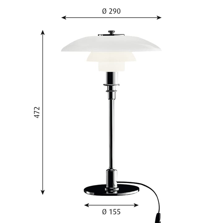 PH 3/2 bordslampa, Krom Louis Poulsen