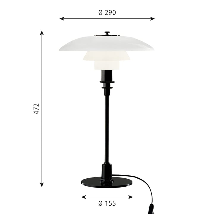 PH 3/2 bordslampa, Svart Louis Poulsen