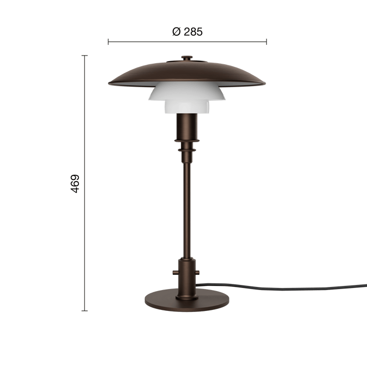 PH 3/2 Luna bordslampa, Aged brass-opalglas Louis Poulsen