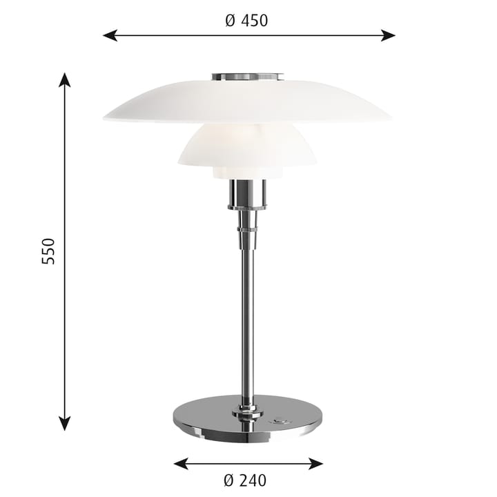 PH 4½-3½ bordslampa, Krom Louis Poulsen