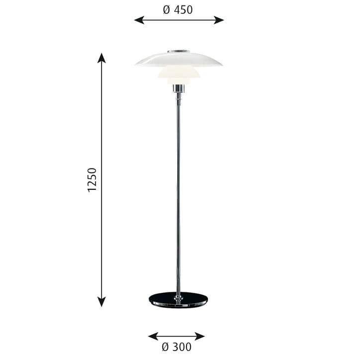 PH 4½-3½ golvlampa, Krom Louis Poulsen