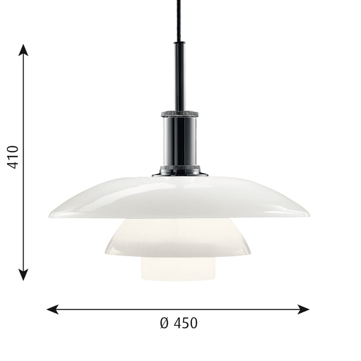 PH 4½-4 opalglas pendel, Krom Louis Poulsen