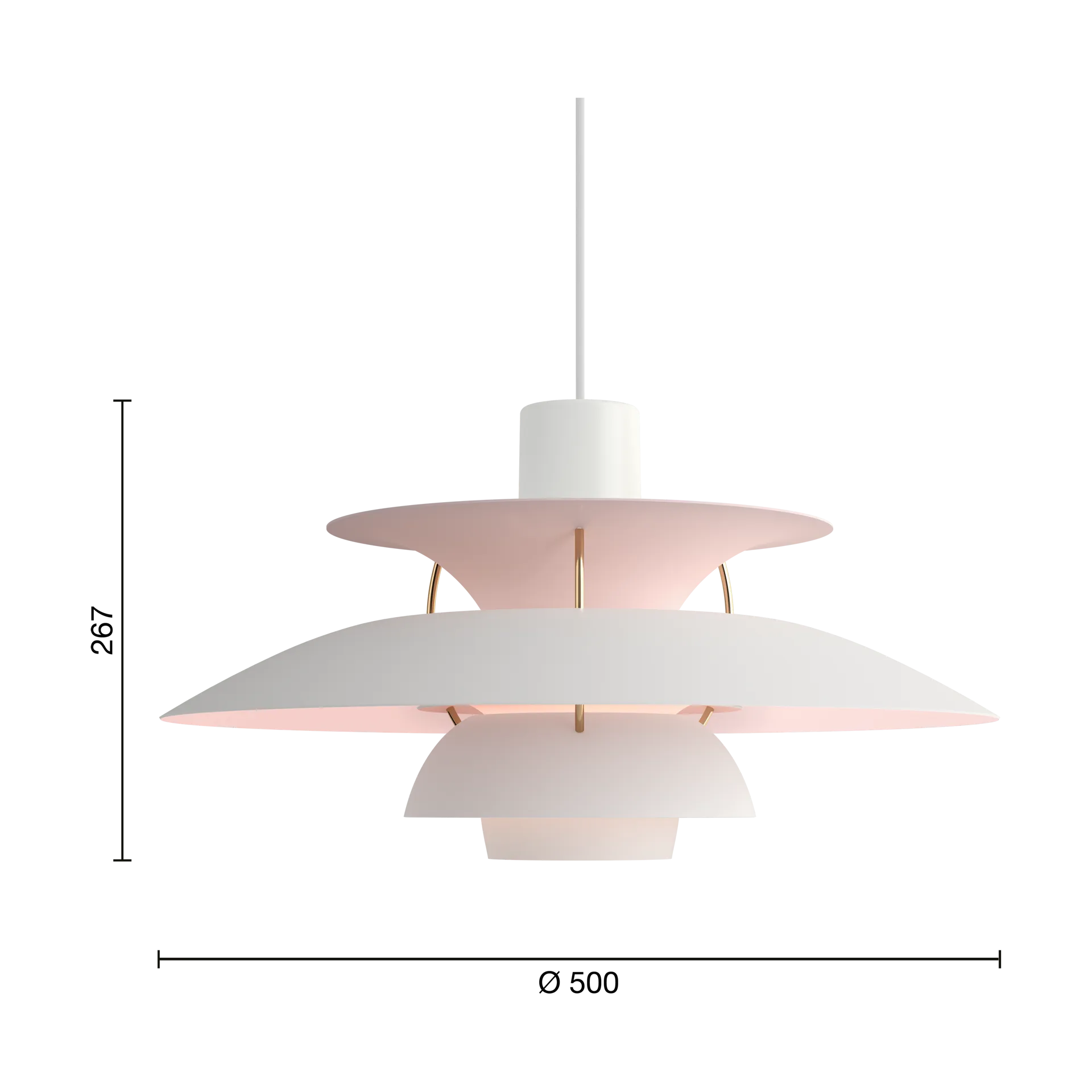 PH 5 Anniversary jubileumsutgåva pendel, Matte white-pale rose Louis Poulsen