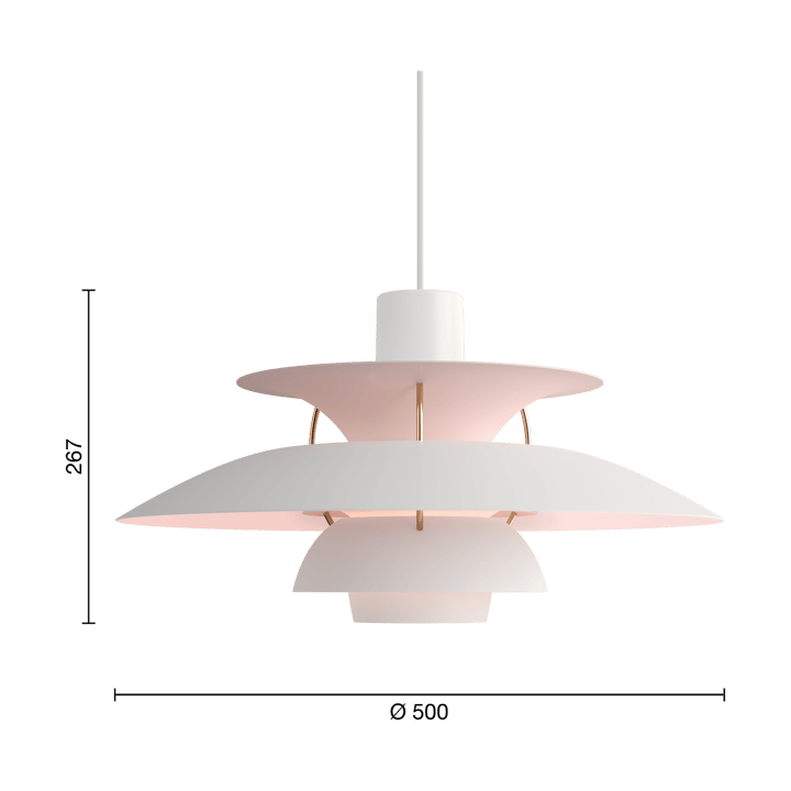 PH 5 Anniversary jubileumsutgåva pendel, Matte white-pale rose Louis Poulsen