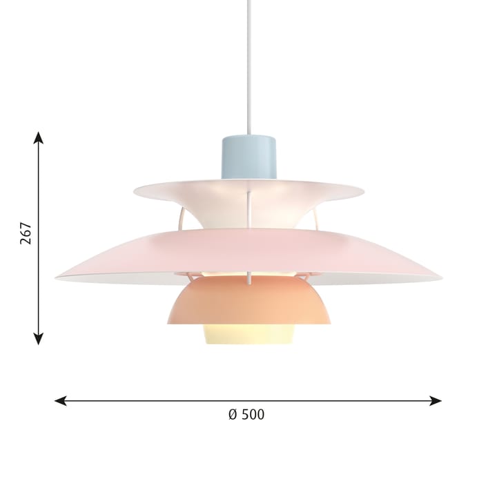 PH 5 pendel - Pastel-blå-rosa-persika - Louis Poulsen