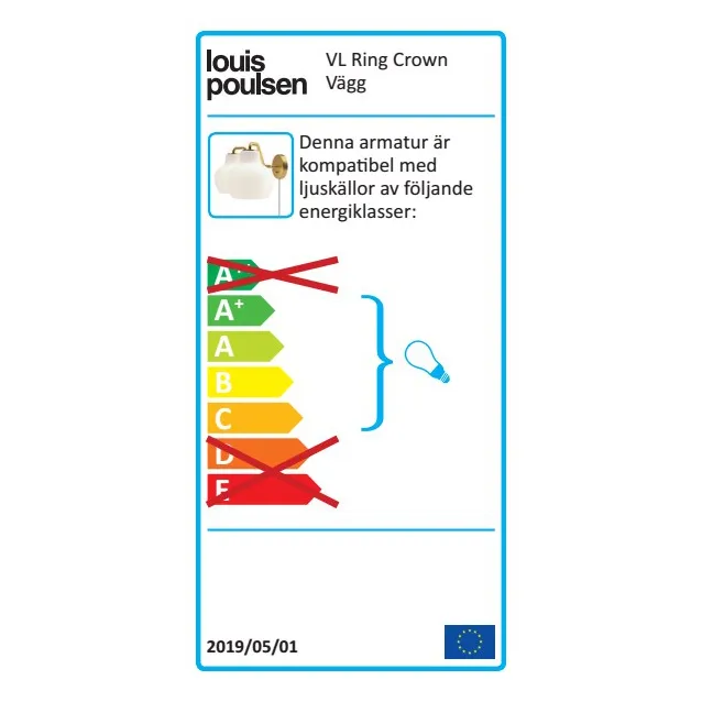 VL Ring Crown vägglampa, 1 Louis Poulsen
