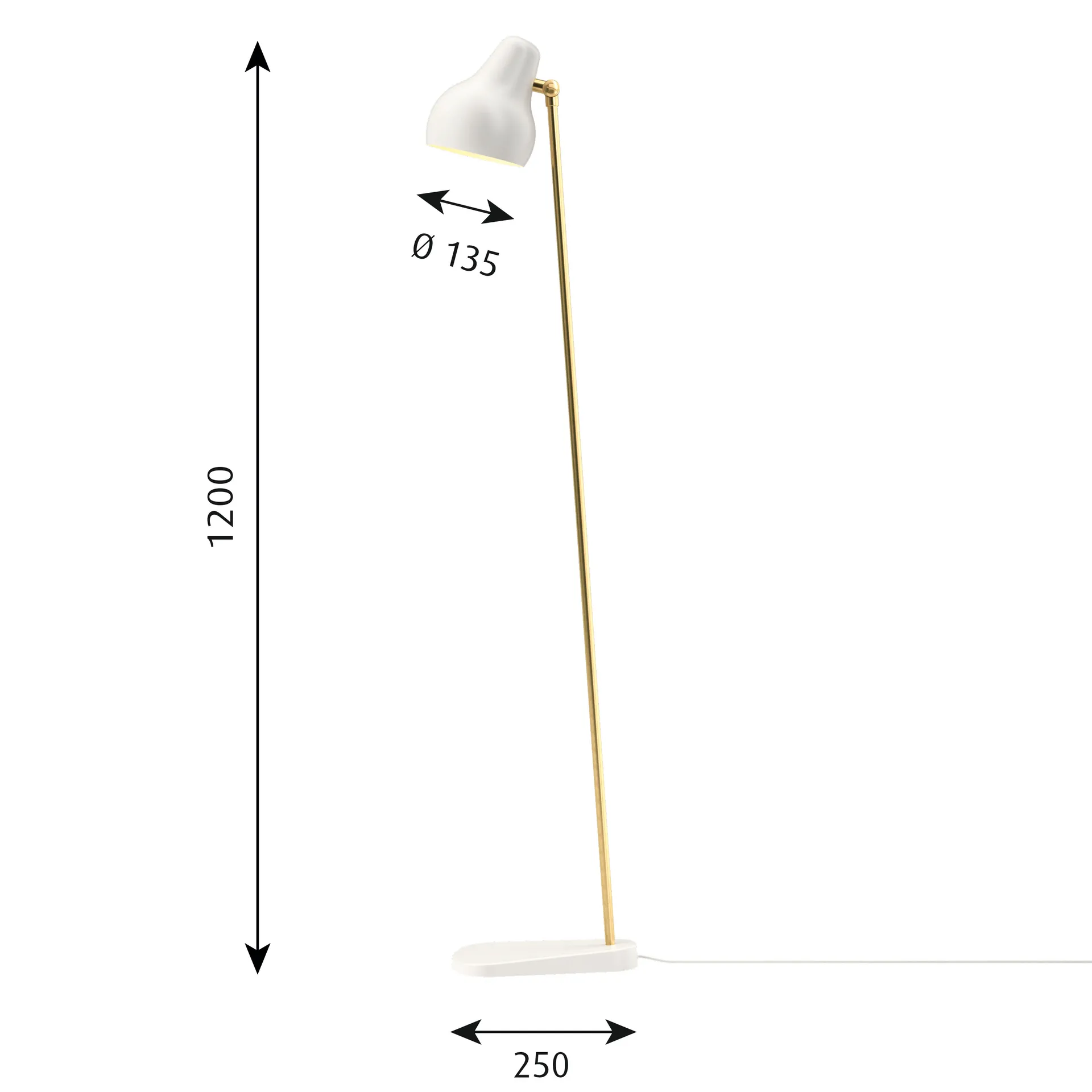 VL38 golvlampa, Vit Louis Poulsen