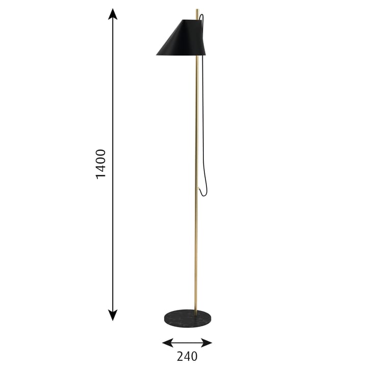Yuh golvlampa, Svart-mässing Louis Poulsen