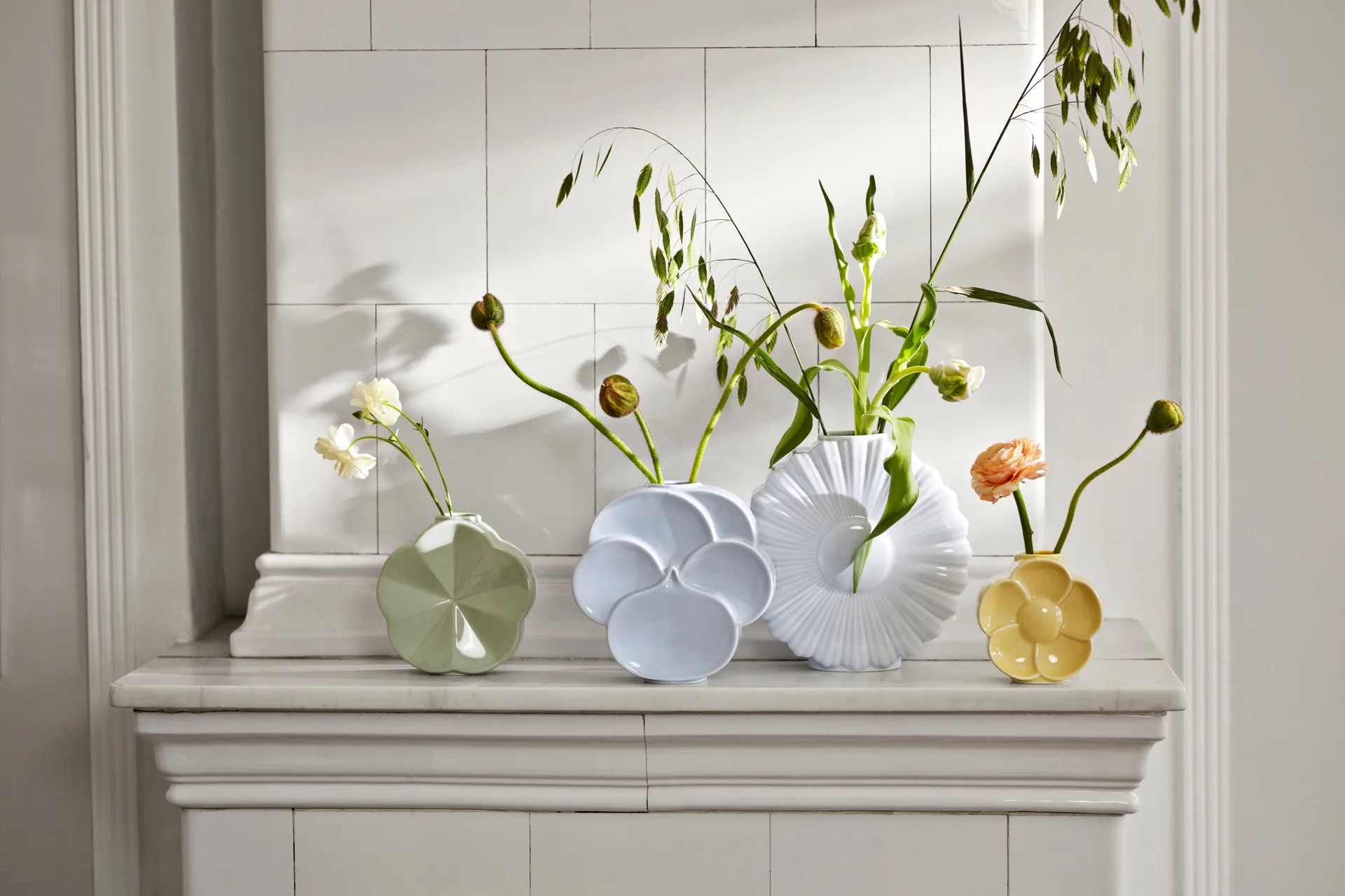 Flower vas, Åkervinda, 14 cm Lyngby Porcelæn