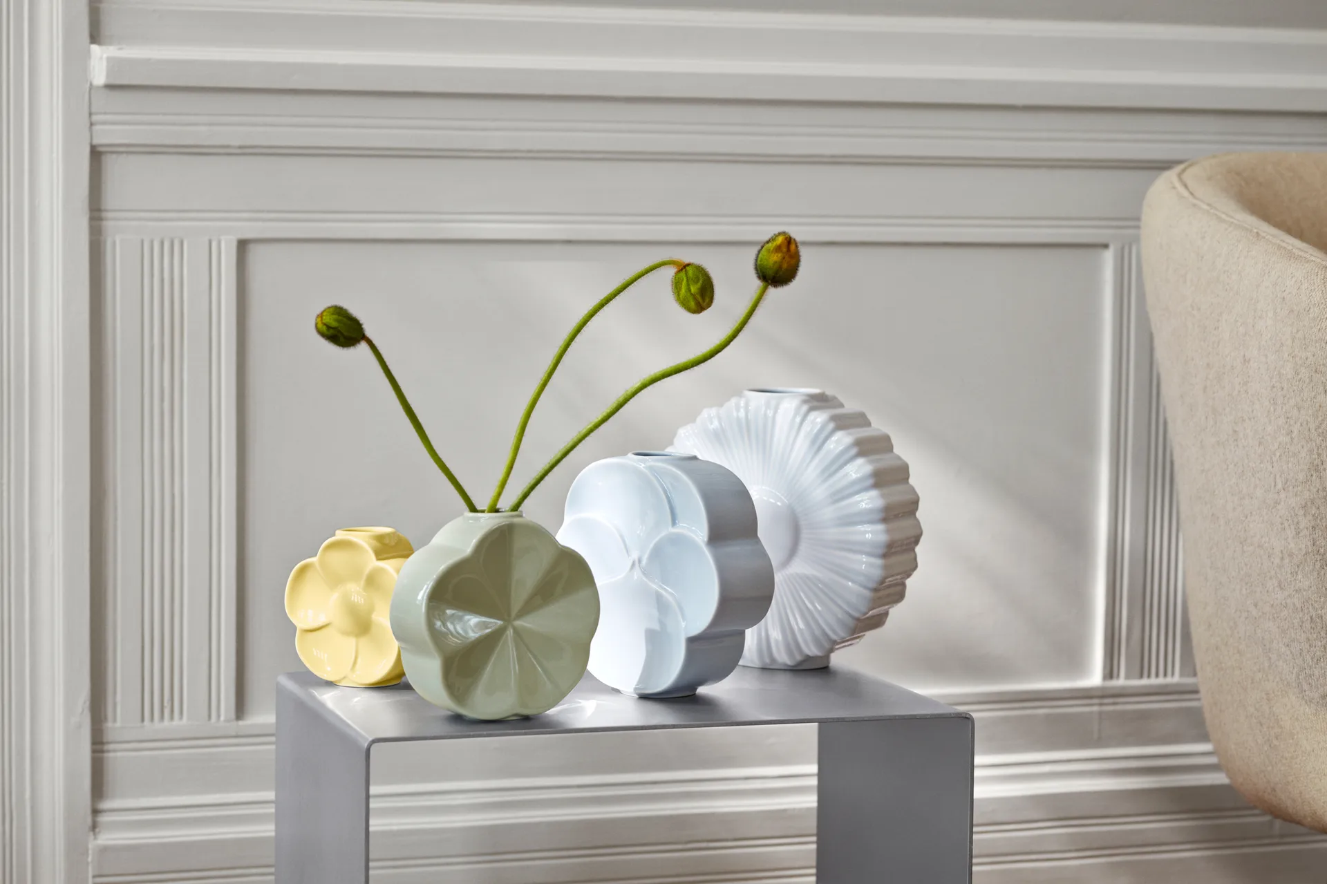 Flower vas, Prästkrage, 21 cm Lyngby Porcelæn