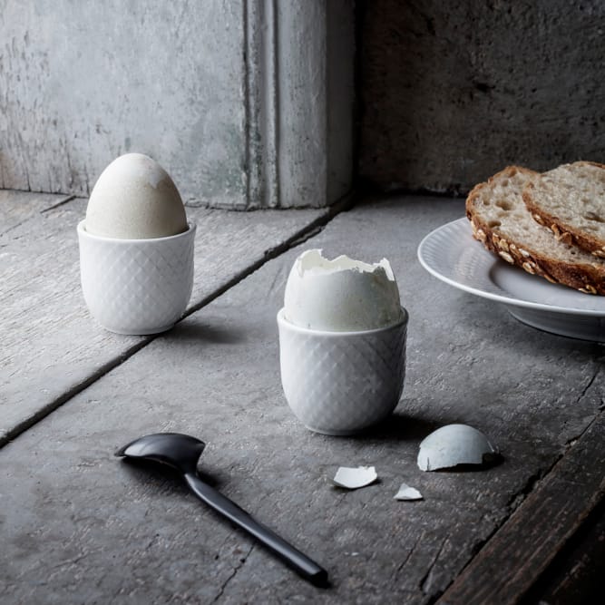 Rhombe äggkopp, 2-pack - vit - Lyngby Porcelæn