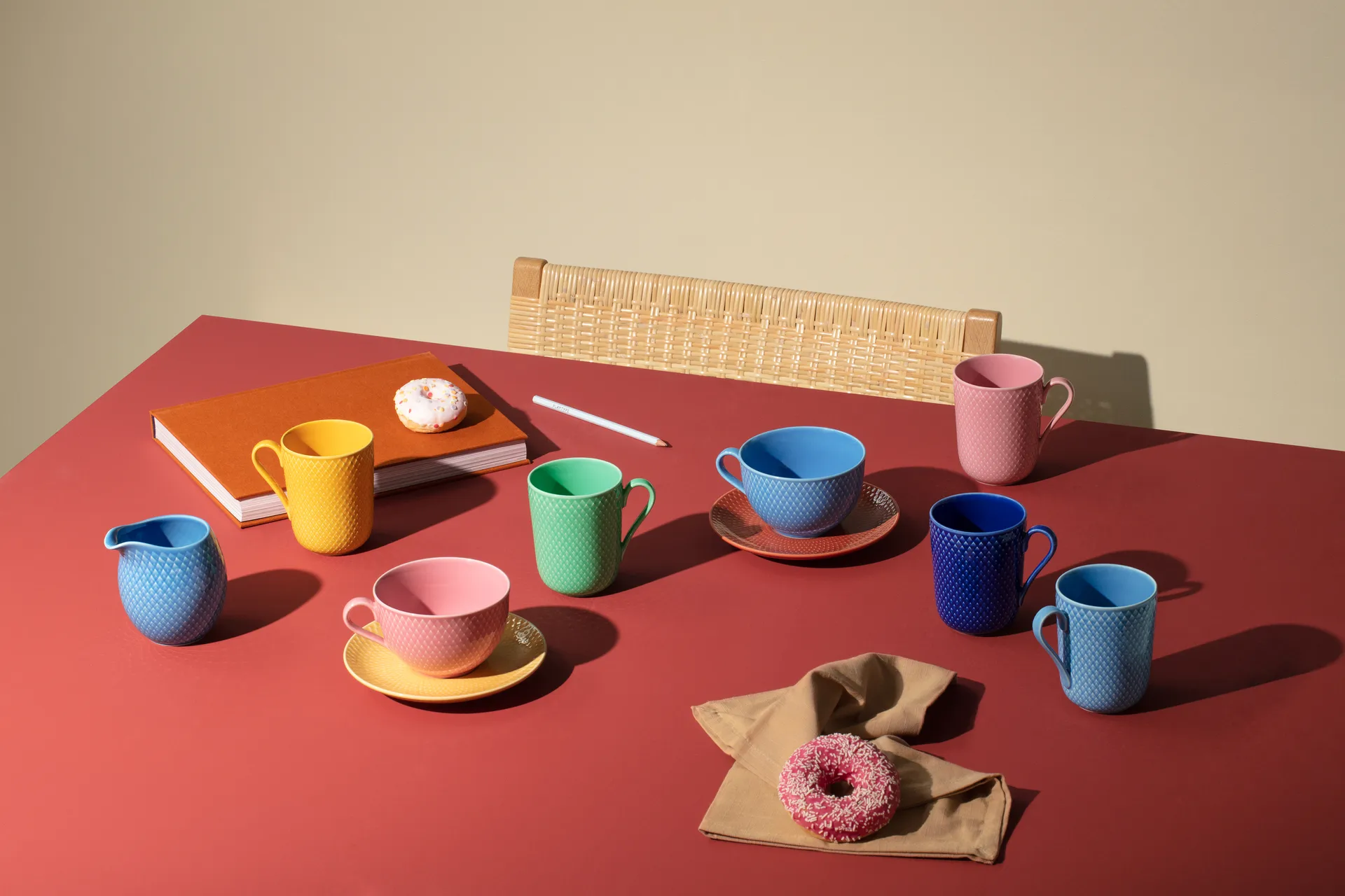 Rhombe mugg med handtag 33 cl, Gul Lyngby Porcelæn
