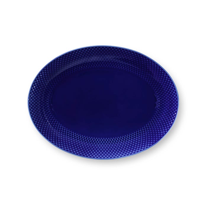 Rhombe serveringsfat ovalt 35x26,5 cm - Mörkblå - Lyngby Porcelæn