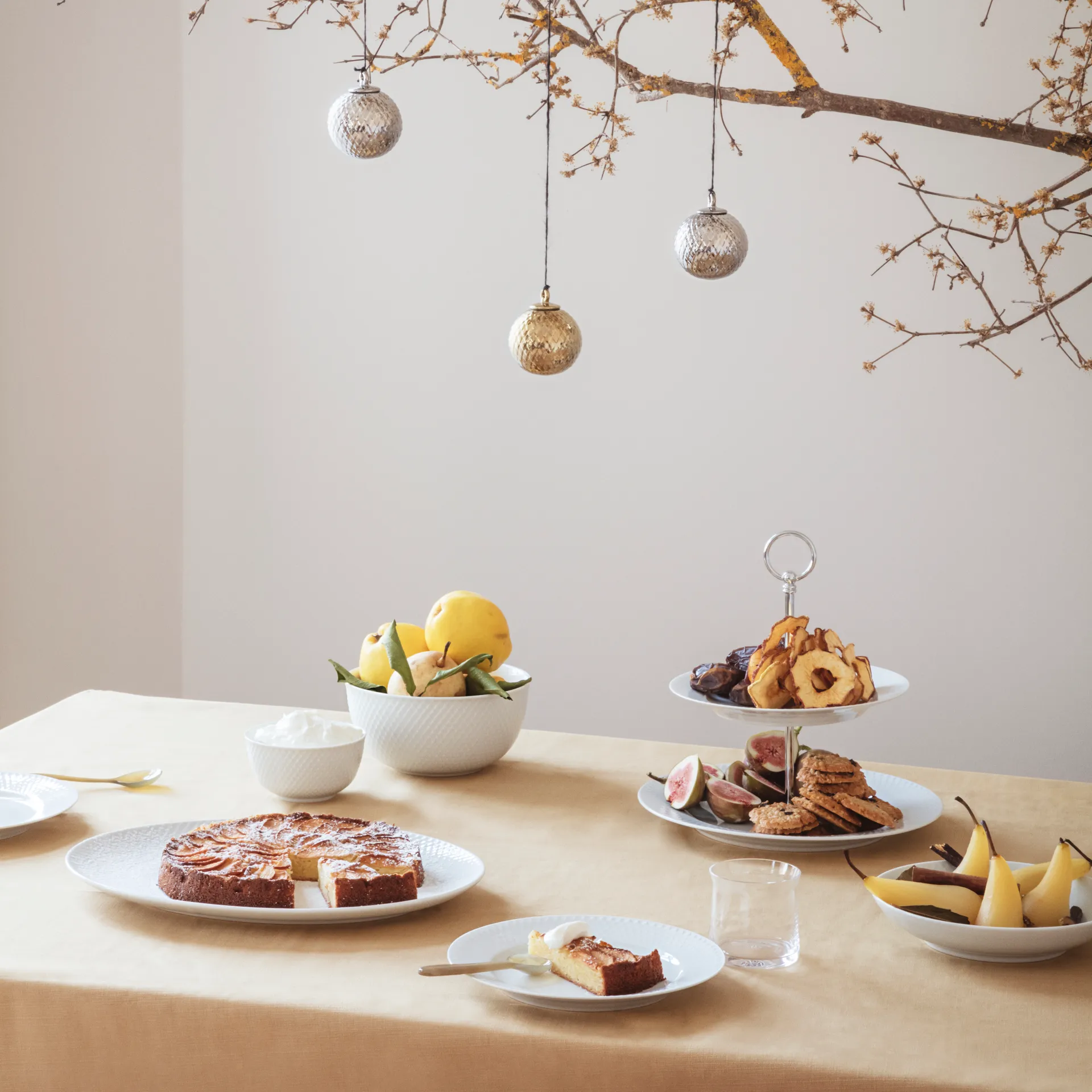 Rhombe serveringsskål Ø17,5 cm, vit Lyngby Porcelæn