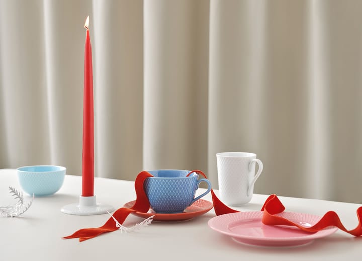 Rhombe tekopp med fat, Blå-terracotta Lyngby Porcelæn