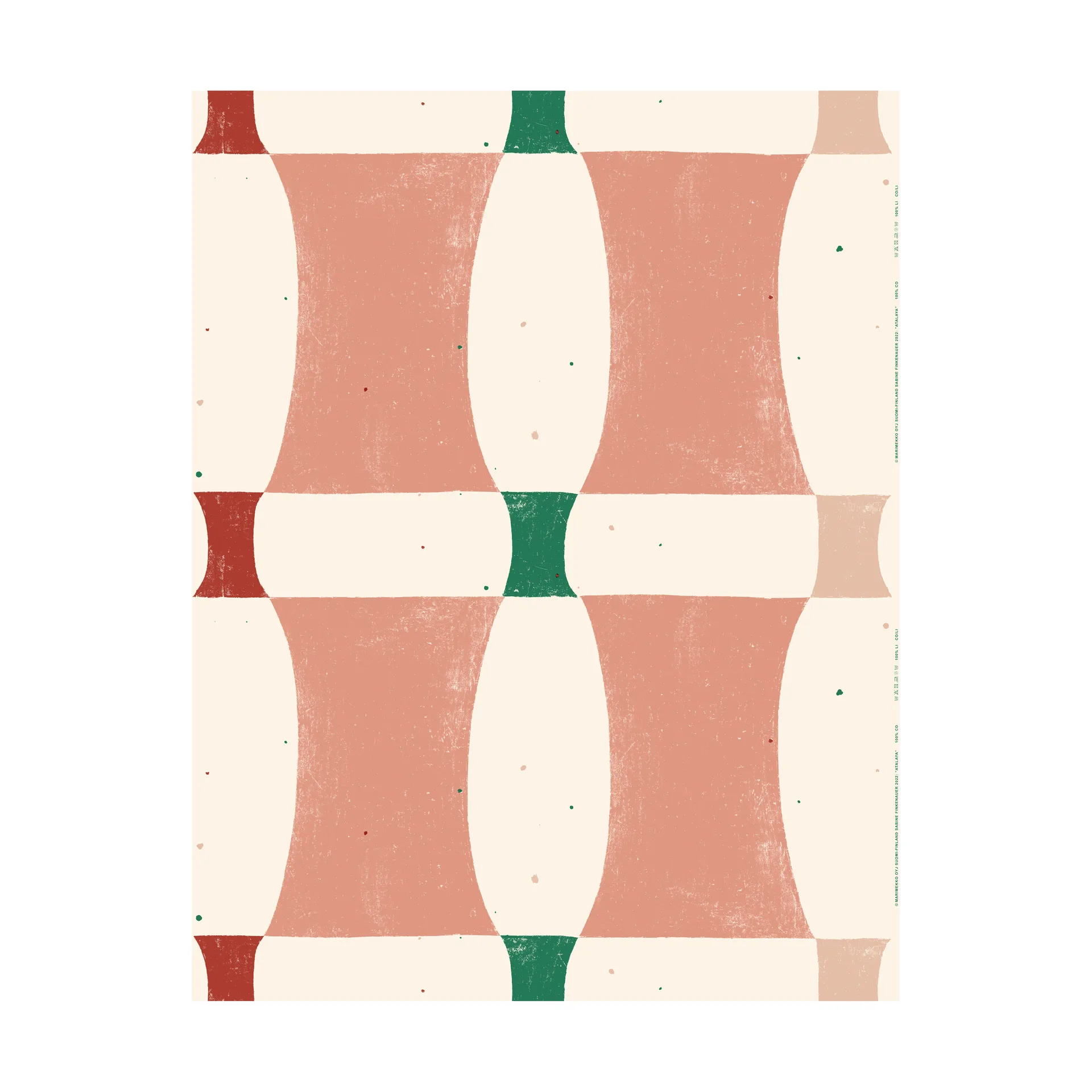 Atalaya tyg bomull, Cotton-peach-red Marimekko