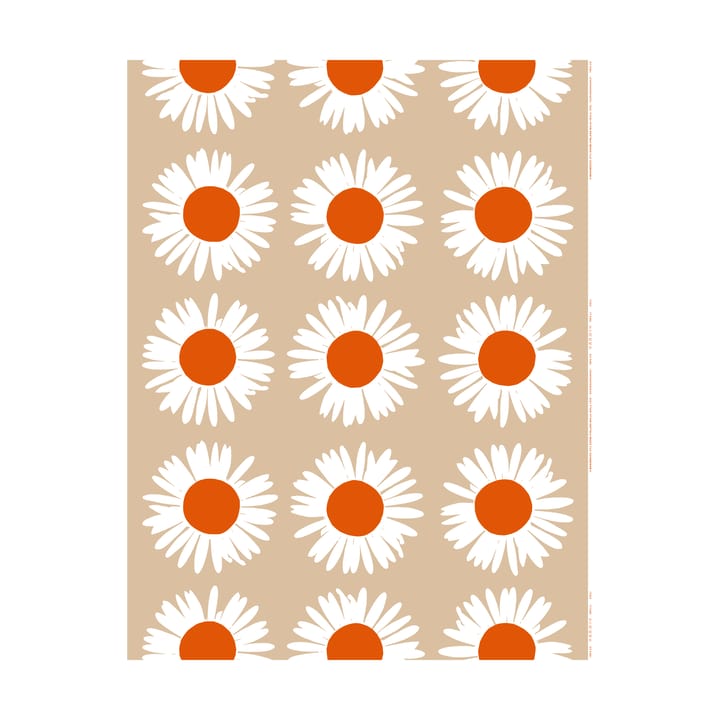Auringonkukka tyg för utomhusbruk - Beige-Off white-tomato red - Marimekko