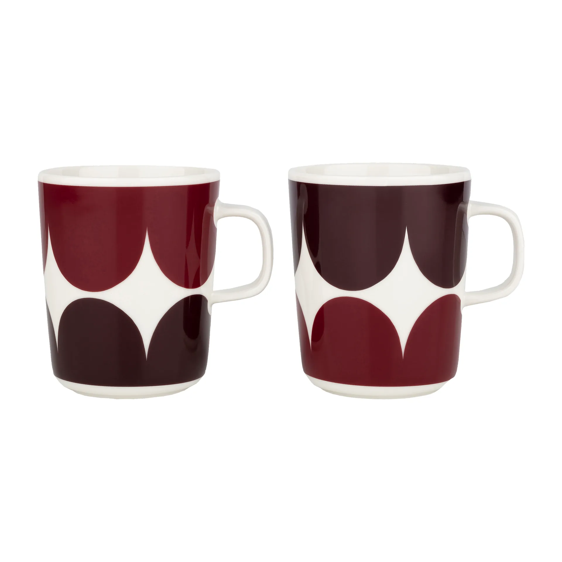 Härkä mugg 25 cl 2-pack, white-dark wine-dark red Marimekko