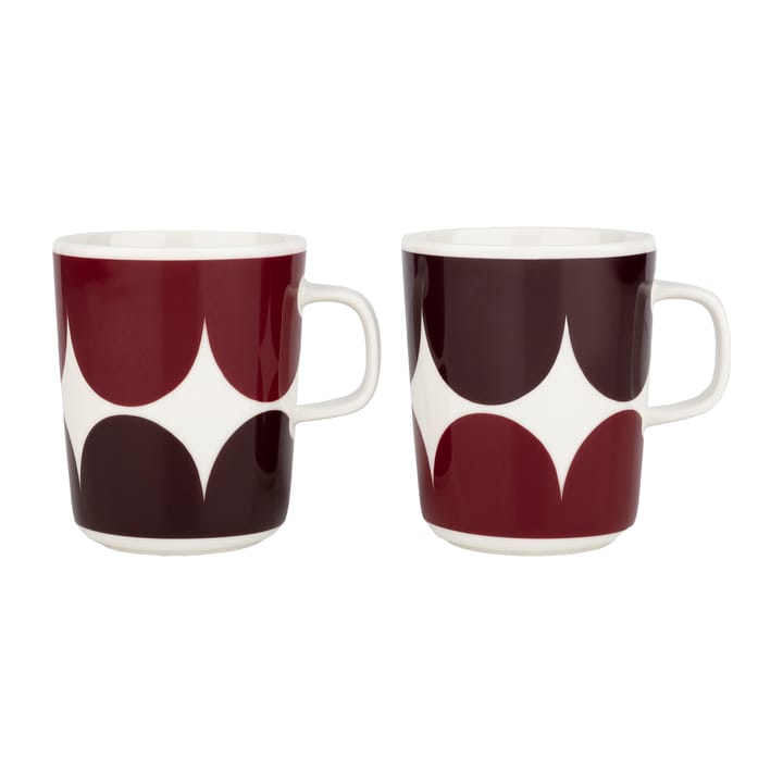 Härkä mugg 25 cl 2-pack - white-dark wine-dark red - Marimekko