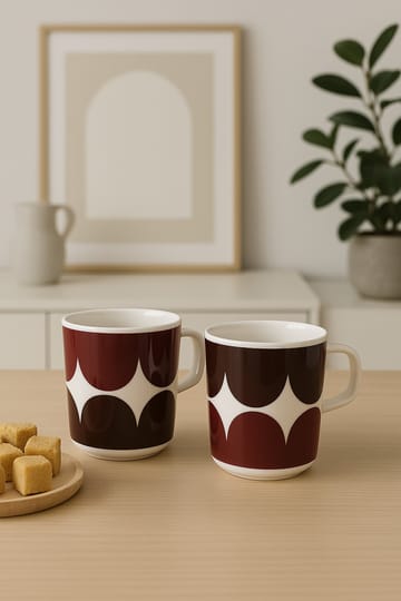 Härkä mugg 25 cl 2-pack - white-dark wine-dark red - Marimekko